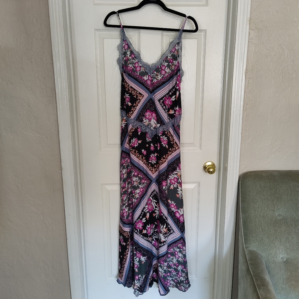 NWOT Free People Stevie Printed Maxi Slip Dress XS